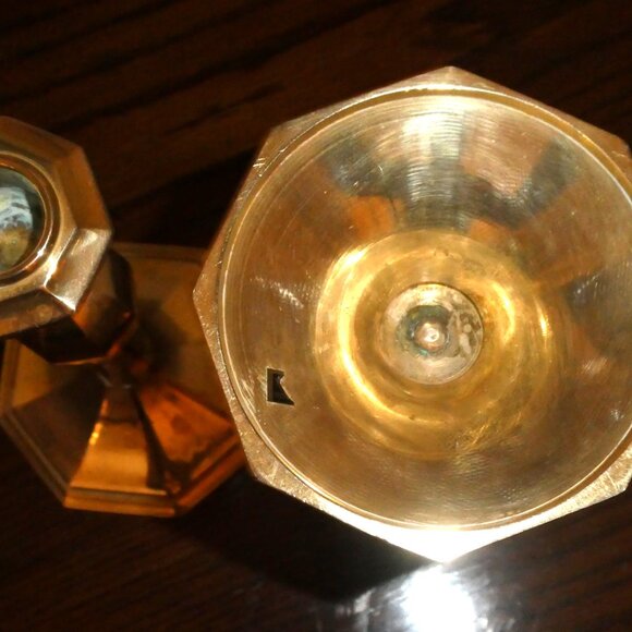 VINTAGE HEAVY BRASS CANDLESTICKS-PAIR - Picture 2 of 4